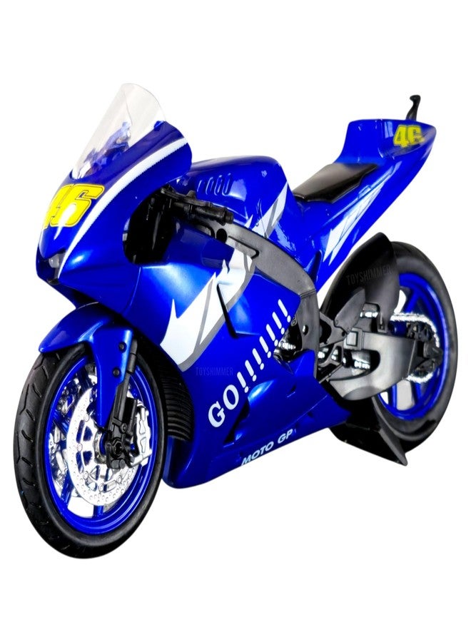 Toyshimmer Moto GP 46 Practice Track Bike diecast Motorcycle with Light & Sound,1:12 Scale, Blue Color - Image 1